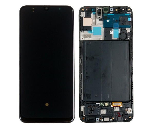 Дисплейный модуль для телефона Samsung A505F/Galaxy A50 черный оригинальный в раме